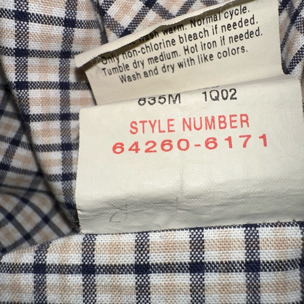 Dockers Men's Navy Cream Plaid SS Shirt Size M Seersucker Cotton Blend Button - Picture 5 of 12